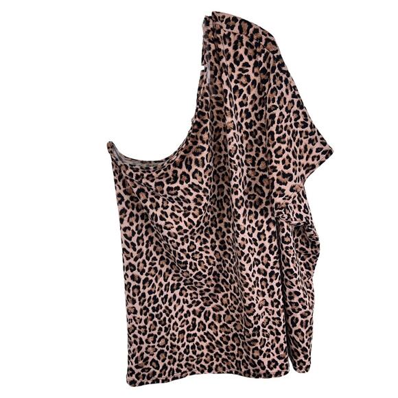 Entro Tonal Leopard Print One Shoulder Blouse Top Tan Black Women's Size Small - Picture 3 of 6